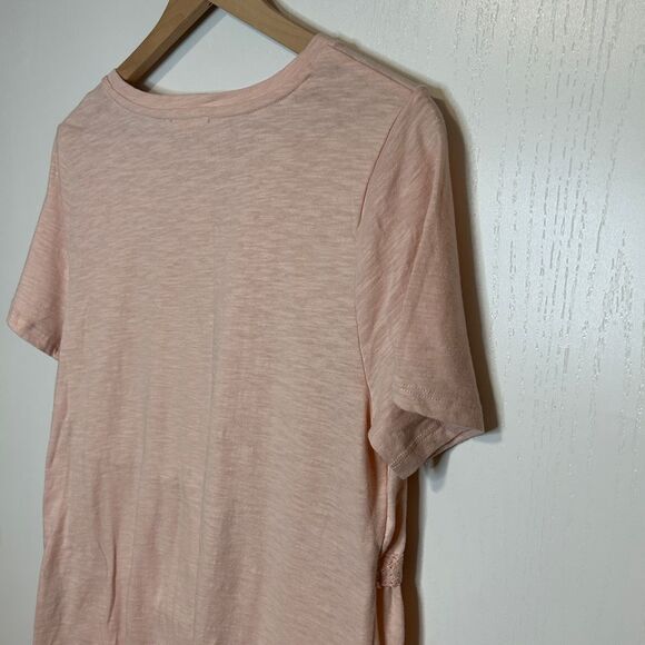 Como Vintage Blush Pink Tiered Lace Trim T-Shirt Boho Chic Summer Top L B4 - Picture 6 of 7